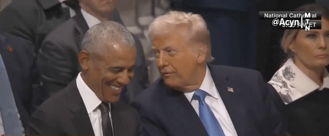 Trump, Obama share rare friendly exchange at Jimmy Carter's funeral (Video) Trump, Obama share rare friendly exchange at Jimmy Carter's funeral (Video)